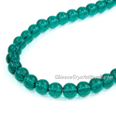 Chinese 8mm Round Glass Beads Emerald, hole 1mm, about 42pcs per strand