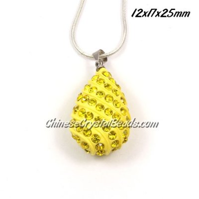 pave drop pendant, 12x17x25mm, yellow