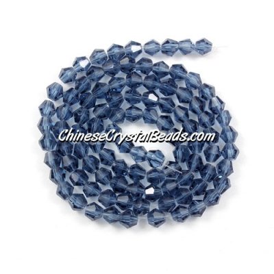 Chinese Crystal 4mm Bicone Bead Strand, Mexican Blue, about 100 beads