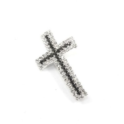 Crystal Claw chains cross, 24x40, black , silver, hole 3mm, sold 1pcs