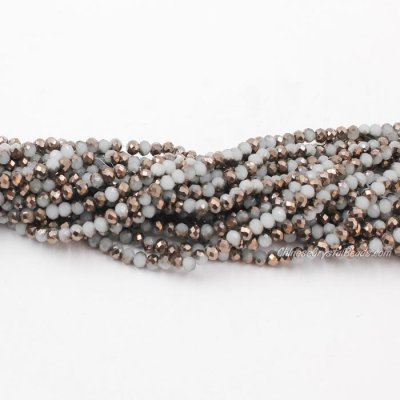 130 beads 3x4mm crystal rondelle beads gray jade half copper