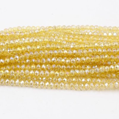 130Pcs 2.5x3.5mm Chinese Crystal Rondelle Beads, lt. yellow AB 2