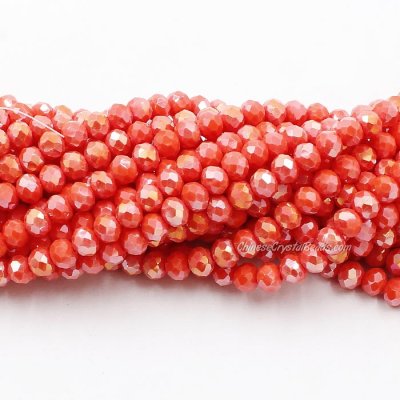 4x6mm Opaque tangerine AB Chinese Crystal Rondelle Beads about 95 beads