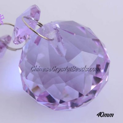 Crystal faceted ball pendants , 40mm, violet