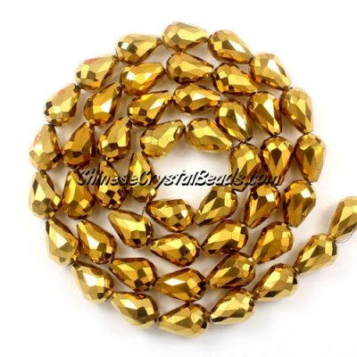 20Pcs 10x15mm Chinese Crystal Teardrop Beads, gold