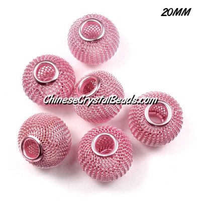 20mm Pink Mesh Bead, Basketball Wives, 10 pieces