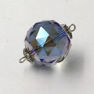 20mm big crystal ball pendant connector charms, blue light, 1 pc