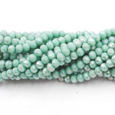 4x6mm Opaque lt.Turquoise half light Chinese Crystal Rondelle Beads about 95 beads