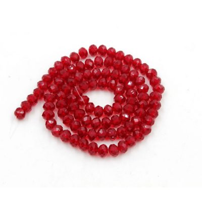 130Pcs 3x4mm Chinese Crystal Long Rondelle Strand, dark Siam