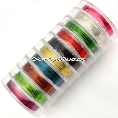 Wire, color-coated copper, round, 0.3mm x 10 meter. 10 spool,