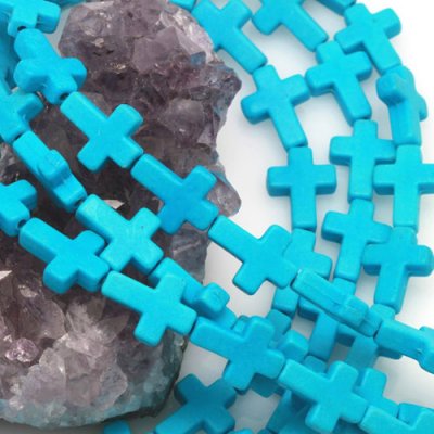 12x16mm Sleeping Beauty Blue Howlite Turquoise Loose Spacer Beads Cross 15.5 inch strand