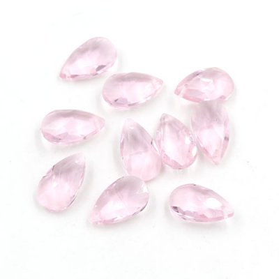 10Pcs 16x9mm Crystal beads Faceted Teardrop Pendant, pink, hole: 1mm