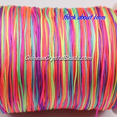 thick about 1mm, nylon string, rainbow color, sold by the meter
