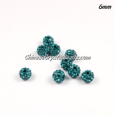 10Pcs 6mm pave clay disco beads, hole: 1mm, indicolite