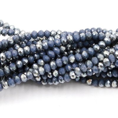 130Pcs 2.5x3.5mm Chinese Crystal Rondelle Beads, Opaque gray Sapphire half gray light