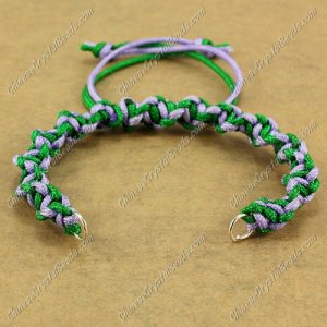 Pave Twist chain, nylon cord, emerald and lt-violet, wide : 7mm, length:14cm