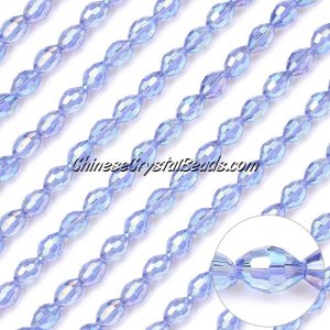 Chinese Barrel Shaped crystal beads,Lt.sapphire AB, 4X6MM, 72 Beads
