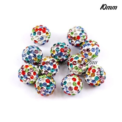 50Pcs Pave clay disco beads, mix color, hole: 1.5mm