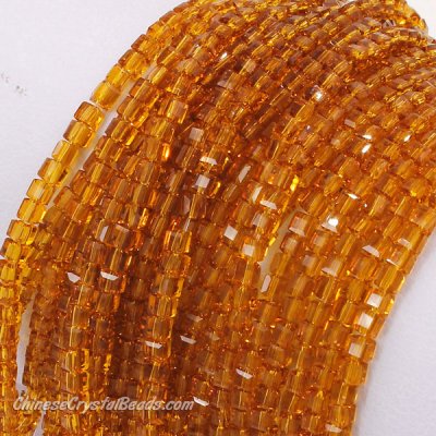2x2mm cube crytsal beads, amber, 180pcs