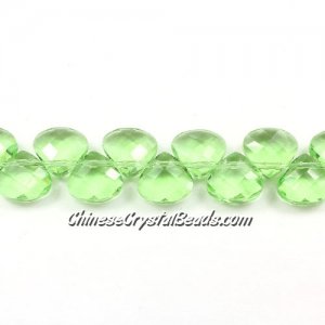 Crystal Flat Briolette beads strand ,9x10mm, lime green, 20 beads