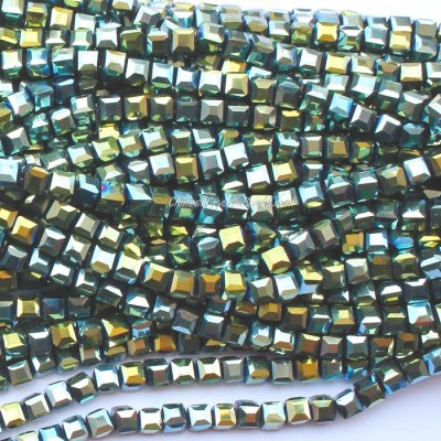 98Pcs 6mm Cube Crystal beads,green light