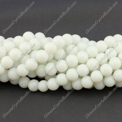 8mm round glass beads strand, white, 100pcs per strand