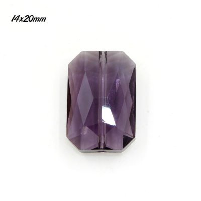 Chinese Crystal Faceted Rectangle Pendant , violet, 14x20mm, 9 beads