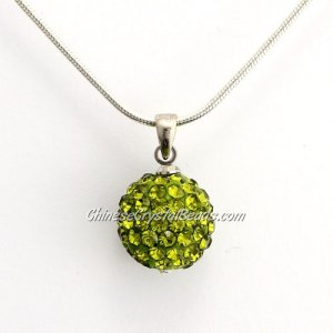 Pave Disco Ball Pendant, 12mm, olivine, sold 1 pcs