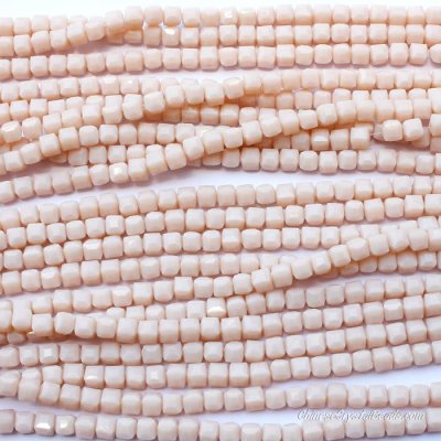 98Pcs 6mm Cube Crystal beads,opaque peach