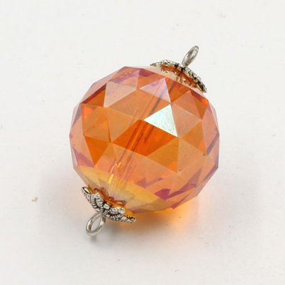20mm big crystal ball pendant connector charms, orange light, 1 pc