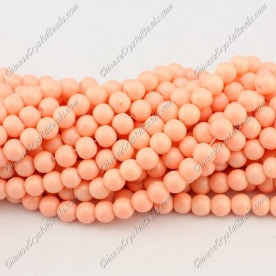 6mm round glass beads strand, peach, 140pcs per strand