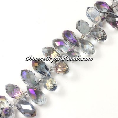 Chinese Crystal Briolette Bead Strand, crystal Reflective purple light, 6x12mm, 20 beads