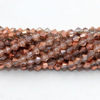 4mm Bicone crystal beads, half copper, about 100 beads
