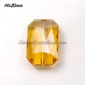 Chinese Crystal Faceted Rectangle Pendant , topaz, 14x20mm, 9 beads