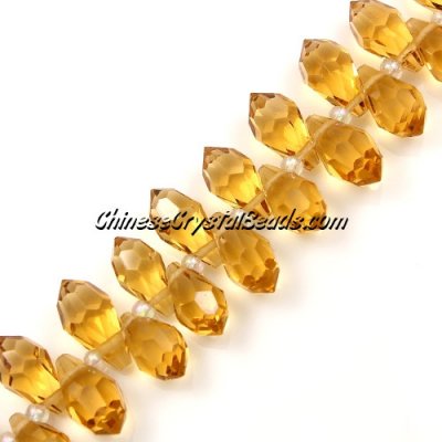 Chinese Crystal Briolette Bead Strand, Amber, 6x12mm, 20 beads