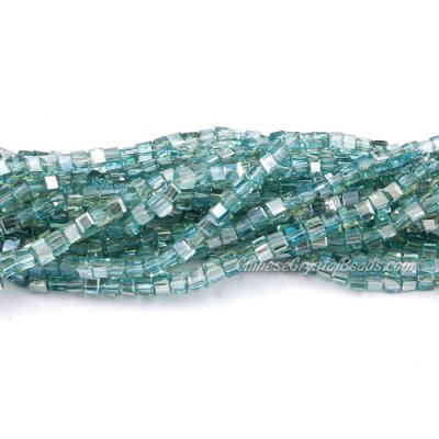 180pcs 2mm Cube Crystal Beads, emerald satin