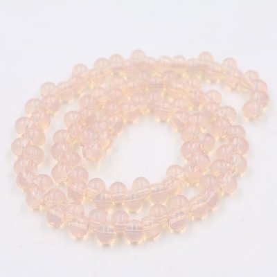 100Pcs 6mm rondelle earring shaped glass beads, hole: 2mm, opal pink