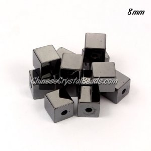 Grade A cube hematite beads 8x8x8mm, hole size 2mm, 12 pcs