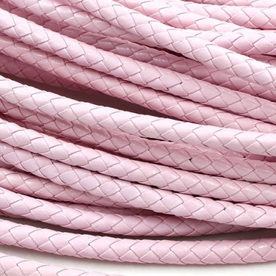 2 Meters 7mm Round Braided Bolo Synthetic Leather Jewelry Cord String, pink