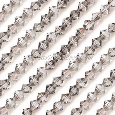 Chinese Crystal Bicone bead strand, 6mm, Silver Shade, about 50 beads