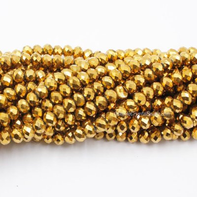 70 pieces 8x10mm Crystal Rondelle Bead,Gold
