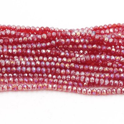 130Pcs 2.5x3.5mm Chinese Crystal Rondelle Beads, dark siam AB