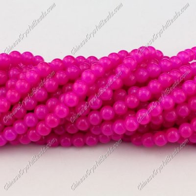 6mm round glass beads strand, fuchsia, 140pcs per strand