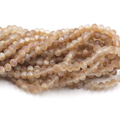 4x6mm matte half gold Champagne AB Chinese Crystal Rondelle Beads about 95 beads