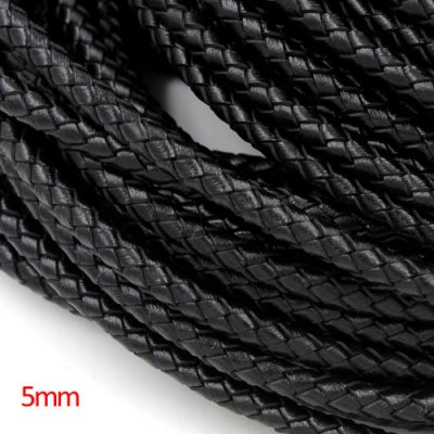 5mm Genuine Braided Bolo Round Leather Cord, sold by the meter