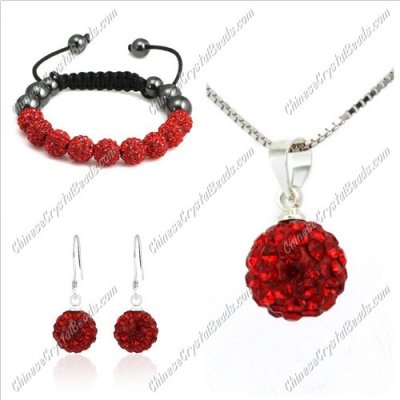 Pave set, Red 10mm clay pave beads, Necklace, bracelet, earring