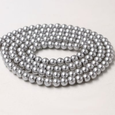 Glass Pearl Beads, Round, lt gray, different size for choice, Hole:Approx 1mm, Length:Approx 32 Inch