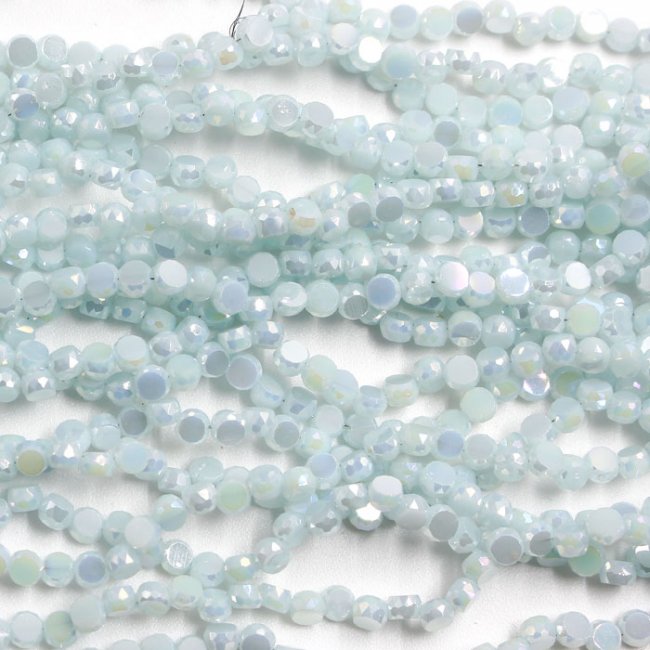 4mm flat round glass crystal beads, opaque lt aque AB, about 140-150pcs - Click Image to Close