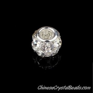 Silver Plated copper Rhinestone Bead, basketball wives16x20mm, hole 8mm