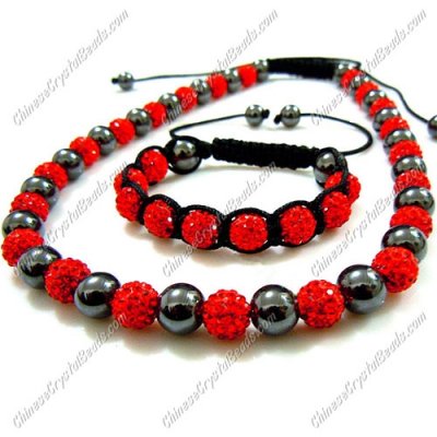 Pave set, red color, 10mm clay pave beads, Necklace, bracelet